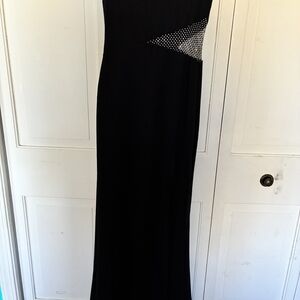 B Darlin Black One Shoulder Dress with Silver Accents